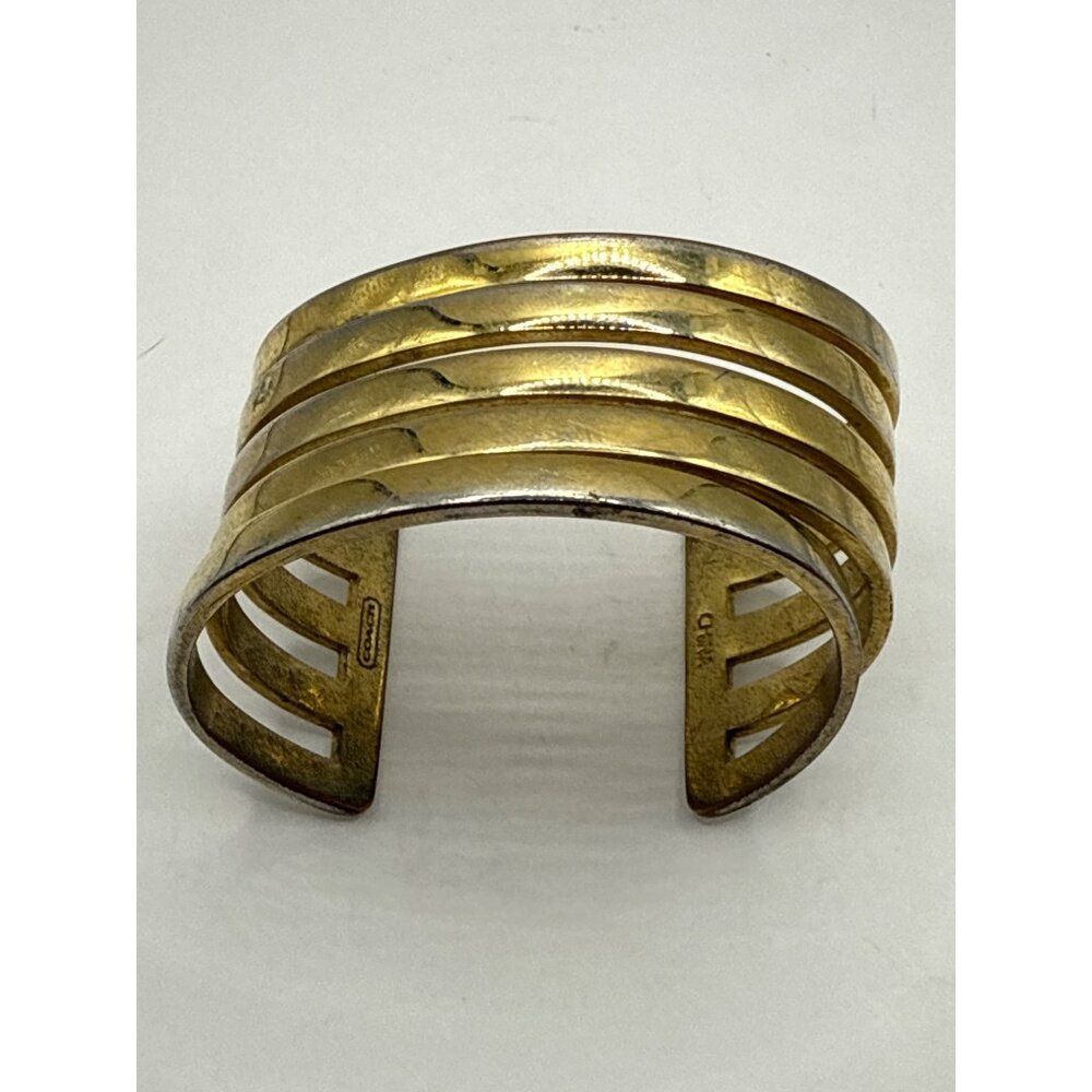 Coach Gold-Tone Openwork Cuff Bracelet Metal Womens